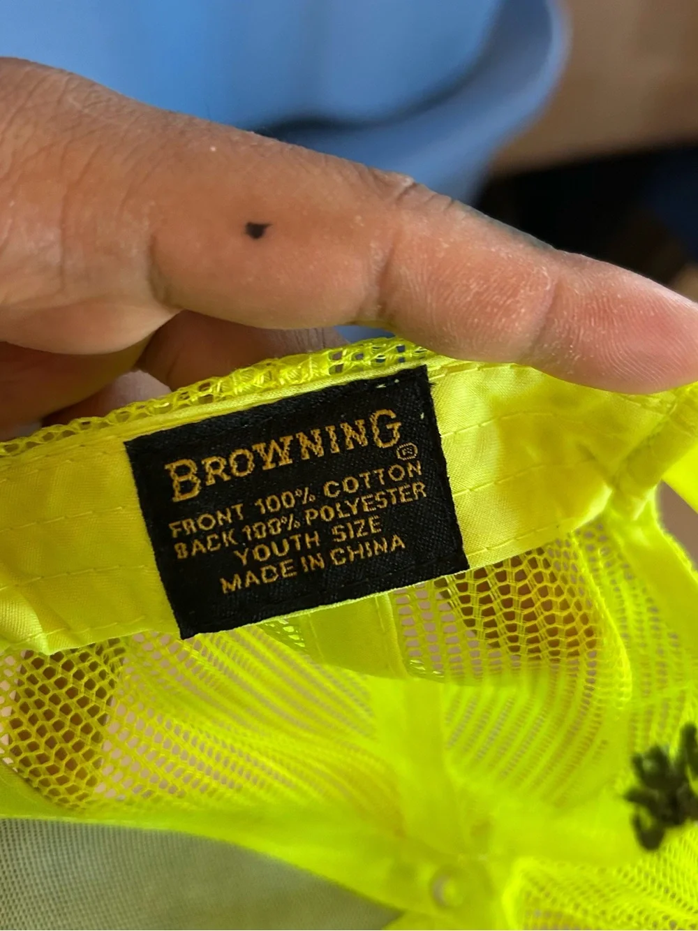 Browning Neon Yellow & Gray youth size Trucker Cap with Embroidered Logo #90